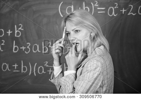 Back To School. Teachers Day. Home Schooling. Thougtful Woman. Study And Education. Modern School. K