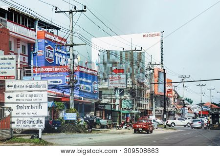 Chiang Rai, Thailand - February 10, 2018: Everyday Street Life Of The Thai Provinces. Phahonyothin R