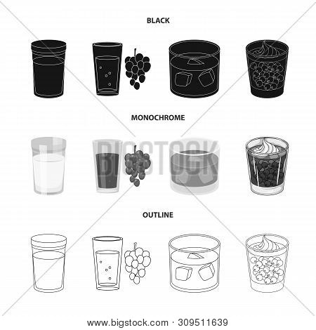 Vector Design Of Glass And Transparent Logo. Set Of Glass And Empty Stock Vector Illustration.