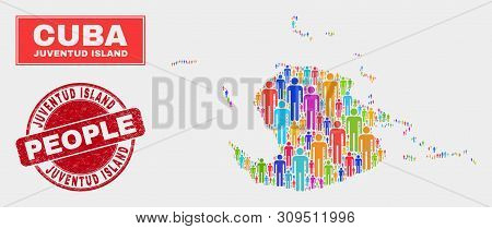Demographic Juventud Island Map Abstraction. People Color Mosaic Juventud Island Map Of Humans, And 