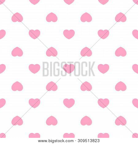 Cute Pink Hearts Romantic Seamless Patttern. Texture For Wallpapers, Fabric, Wrap, Web Page Backgrou