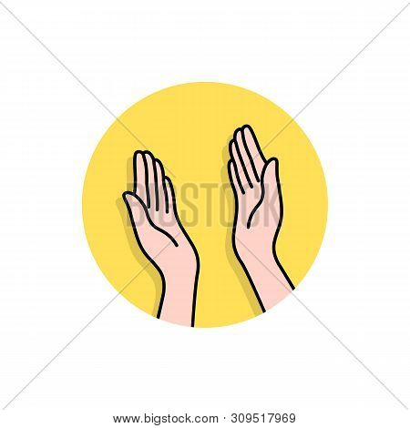 Linear Hands Like Highfive Logo. Cartoon Flat Style Trend Modern High 5 Fist Or Palm Logotype Elemen