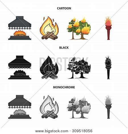 Vector Illustration Of Fire And Flame Icon. Set Of Fire And Fireball Stock Vector Illustration.
