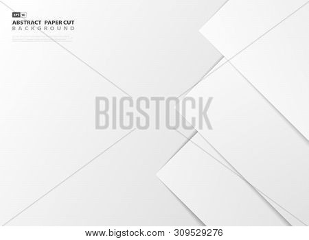 Abstract Gradient White Paper Cut Style Of Right Side Pattern Design Background. Illustration Vector