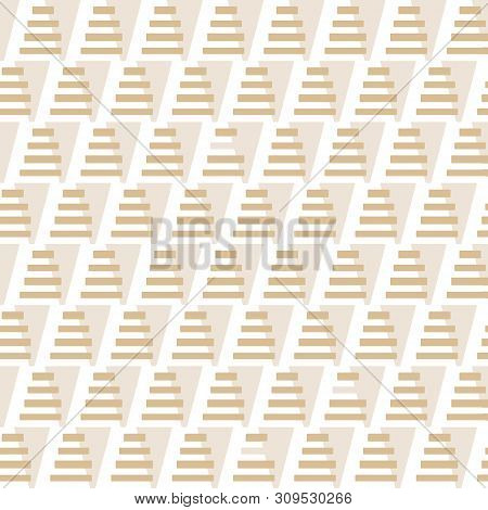 Geometric Seamless Pattern. Two Colors Beige And White. Vector Illustration