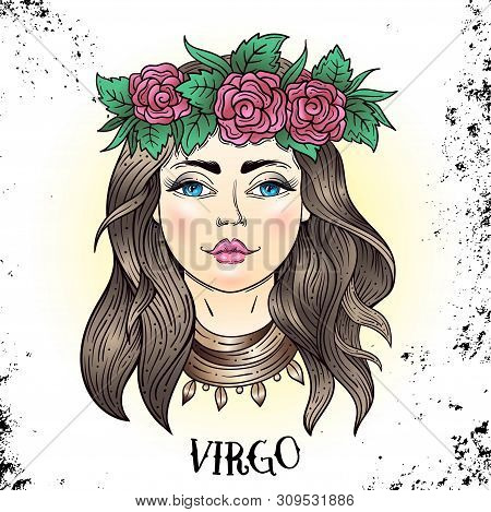 Beautiful Line Art Filigree Zodiac Sign On Vintage Background.elegant Jewelry Tattoo.engraved Horosc