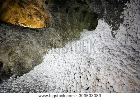 Nemocon June 26 Cascade Of Salt In The  Mine Of Nemocon Village. Tha Salt Mine Is Visited Every Day 