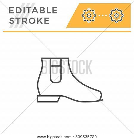 Chelsea Boot Editable Stroke Line Outline Icon Isolated On White. Vector Illustration