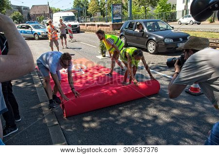 First Protected Bike Lane In Bielefeld On June 29th 2019. This Was An Event Of The Radentscheid Biel