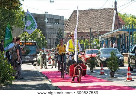 First Protected Bike Lane In Bielefeld On June 29th 2019. This Was An Event Of The Radentscheid Biel