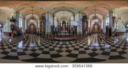 Augustow, Poland - July 2019: Full Seamless Spherical Hdri Panorama 360 Degrees Angle View In Interi