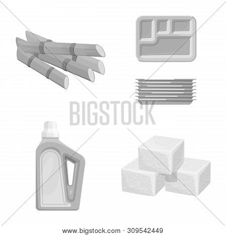 Vector Design Of Sugarcane And Cane Sign. Set Of Sugarcane And Field Vector Icon For Stock.