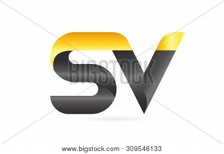 Joined Or Connected Sv S V Yellow Black Alphabet Letter Logo Combination Suitable As An Icon Design 