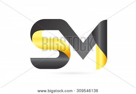 Joined Or Connected Sm S M Yellow Black Alphabet Letter Logo Combination Suitable As An Icon Design 