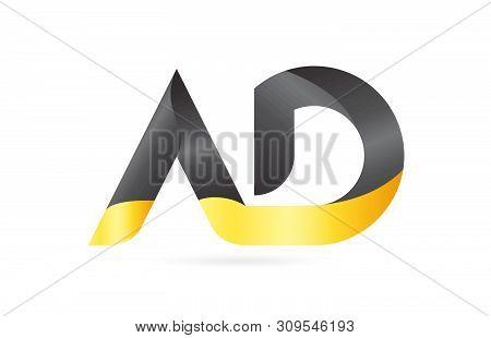 Joined Or Connected Ad A D Yellow Black Alphabet Letter Logo Combination Suitable As An Icon Design 