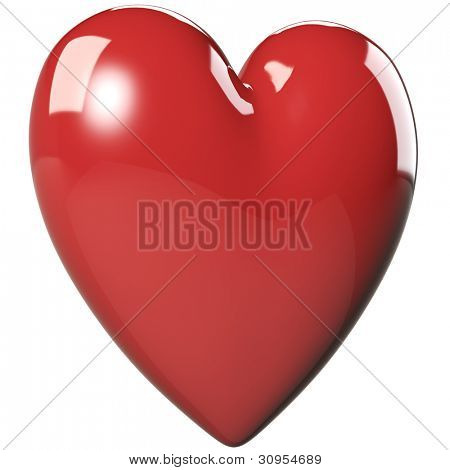 rendering 3D del cuore rosso.