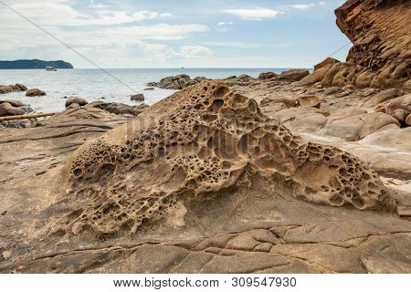 Rocky Shore On Small Island In Malaysia Landscape