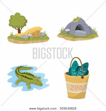Vector Design Of Zoo And Park Sign. Collection Of Zoo And Animal Stock Symbol For Web.