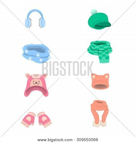 Isolated Object Of Headwear And Fashion Symbol. Set Of Headwear And Cold Vector Icon For Stock.