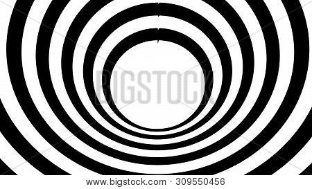 Optical Illusion Wave. Abstract 3D Black And White Illusions. Horizontal Lines Stripes Pattern Or Ba