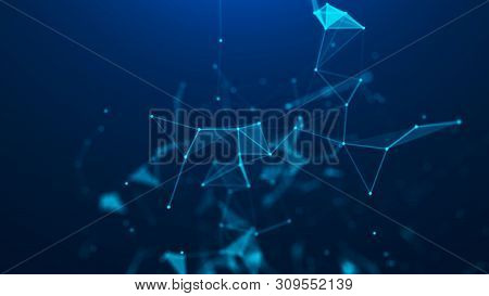 Abstract Blue Digital Background. Big Data Visualization. Science Background. Big Data Complex With