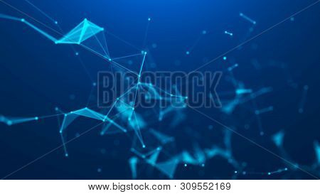 Abstract Blue Digital Background. Big Data Visualization. Science Background. Big Data Complex With