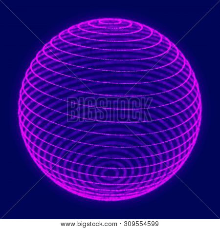 Abstract Blue 3D Sphere. Sphere With Twist Lines. Glowing Lines Twisting Logo Design. Outer Space Ob