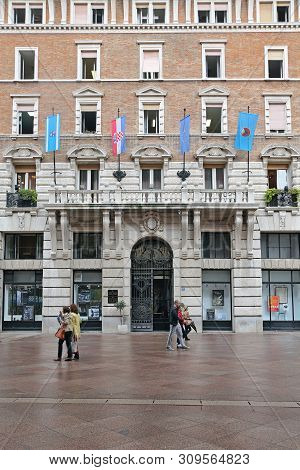 Rijeka, Croatia - October 17, 2014: City Mayor Government Office At Korzo Street In Rijeka, Croatia.