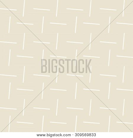 Geometric Seamless Pattern. Two Colors Beige And White. Vector Illustration