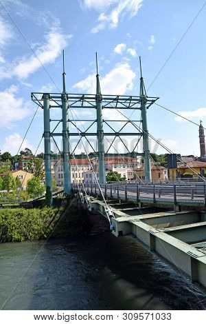 The New All-iron Bridge Over The Oglio River In The Town Of Palazzolo In Lombardy - Italy
