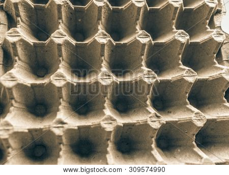 Open Empty Cardboard Egg Container Box, Farm Egg Tray Carton Grid Background, Egg Packaging of Product Protection
