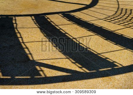 Shadow Of The Grid And Rope Mesh For Safer Climbing On The Sand. Minimalistic Geometric Background