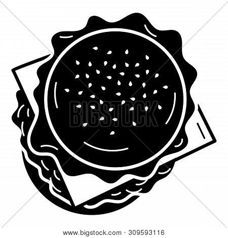 Top View American Burger Icon. Simple Illustration Of Top View American Burger Vector Icon For Web D