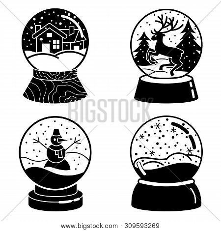Snowglobe Icons Set. Simple Set Of Snowglobe Vector Icons For Web Design On White Background