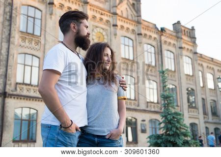 Love Being In Stable Family Relationship. Loving Relationship Between Hipster And Sexy Girl. Sensual