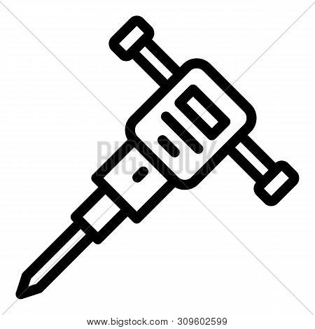 Drilling Machine Icon. Outline Drilling Machine Vector Icon For Web Design Isolated On White Backgro