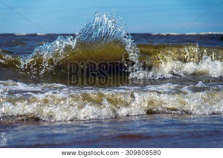 Big Sea Wave Close Up On A Sunny Summer Day