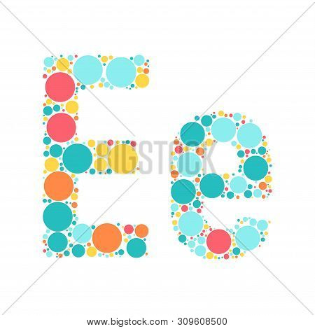 A Letter Of The Alphabet From Colored Circles Laid Out By A Cheerful Mozayka. Vector Font Illustrati