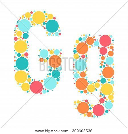 A Letter Of The Alphabet From Colored Circles Laid Out By A Cheerful Mozayka. Vector Font Illustrati