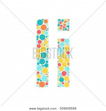 A Letter Of The Alphabet From Colored Circles Laid Out By A Cheerful Mozayka. Vector Font Illustrati