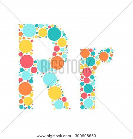 A Letter Of The Alphabet From Colored Circles Laid Out By A Cheerful Mozayka. Vector Font Illustrati