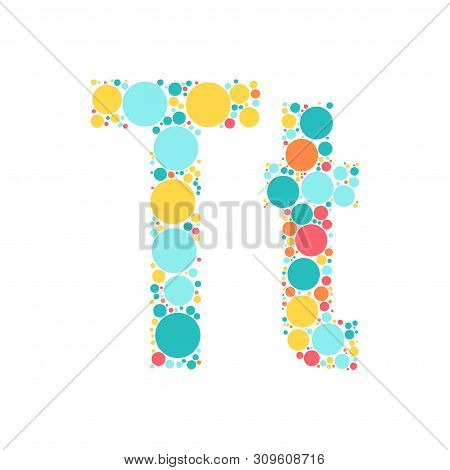 A Letter Of The Alphabet From Colored Circles Laid Out By A Cheerful Mozayka. Vector Font Illustrati