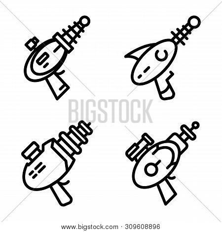 Blaster Icons Set. Outline Set Of Blaster Vector Icons For Web Design Isolated On White Background