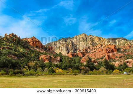Red Rock Mountains In Slide Rock State Park Outside Sedona Arizona