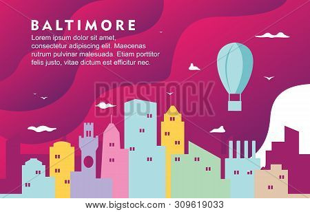 Baltimore Maryland City Building Cityscape Skyline Dynamic Background Illustration