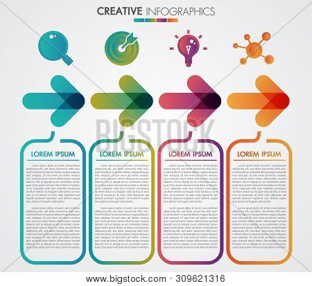 Vector Arrows 4 Steps Timeline Infographics Template Step By Step, Diagram Chart, Graph Presentation