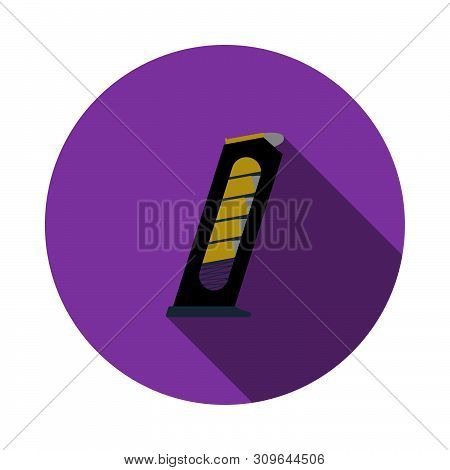 Gun Magazine Icon. Flat Circle Stencil Design With Long Shadow. Vector Illustration.