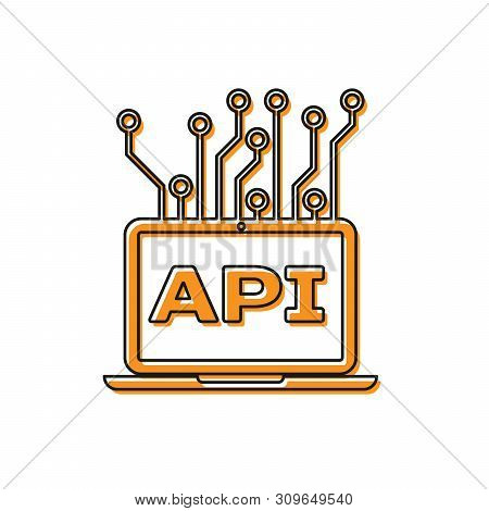 Orange Computer Api Interface Icon Isolated On White Background. Application Programming Interface A