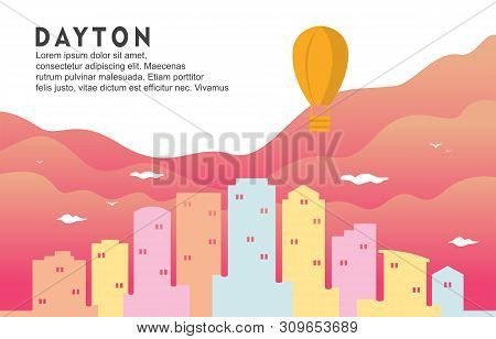 Dayton Ohio City Building Cityscape Skyline Dynamic Background Illustration