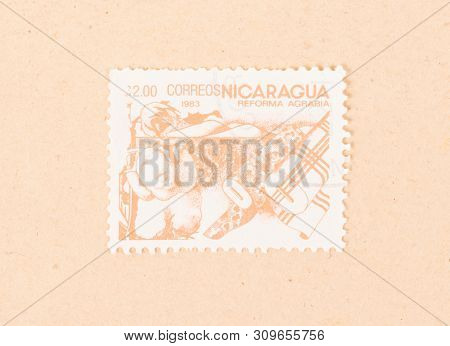 Nicaragua - Circa 1983: A Stamp Printed In Nicaragua Shows Teh Agrarian Reforms, Circa 1983
